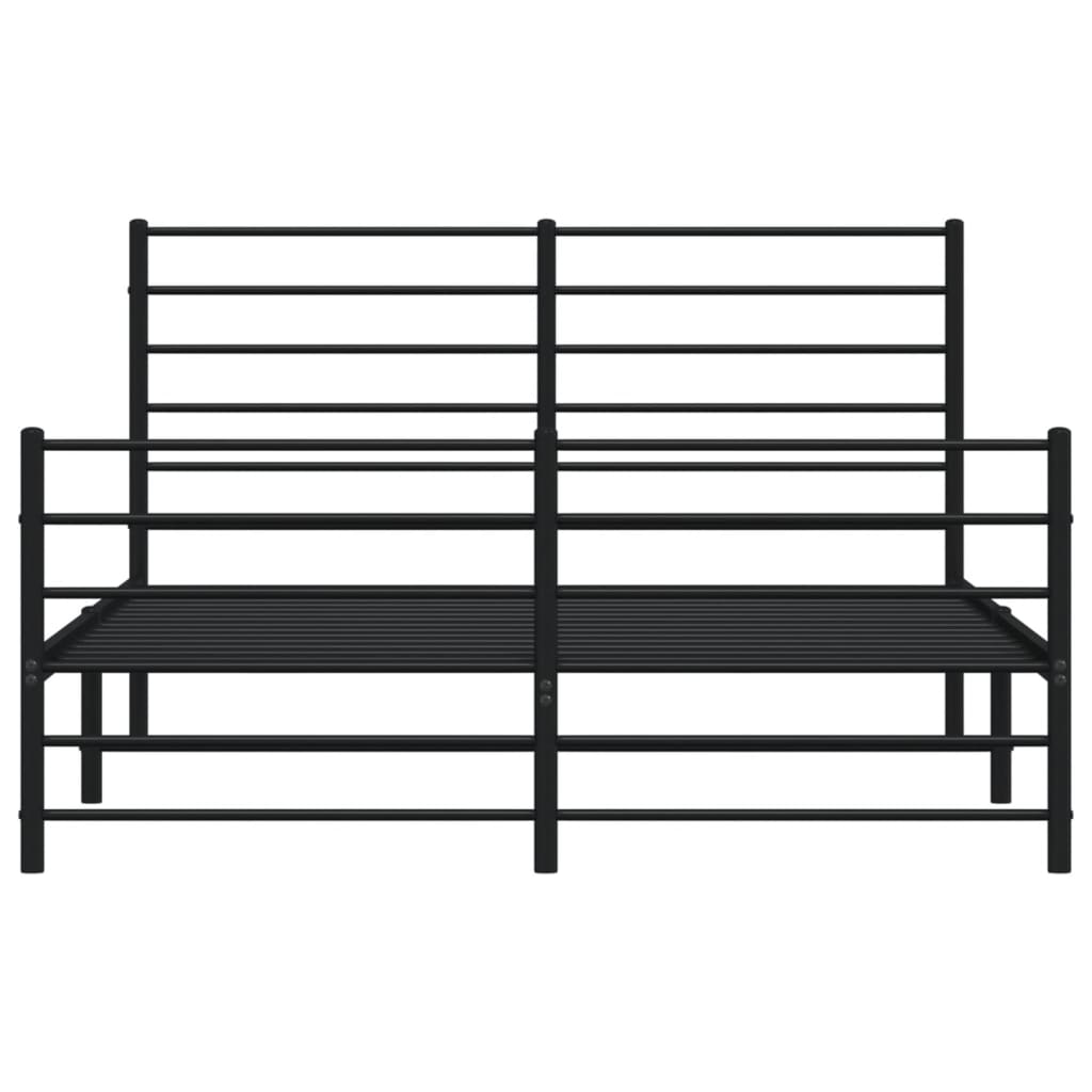 Cadre de lit métal sans matelas avec pied de lit noir 120x190cm - XIOS