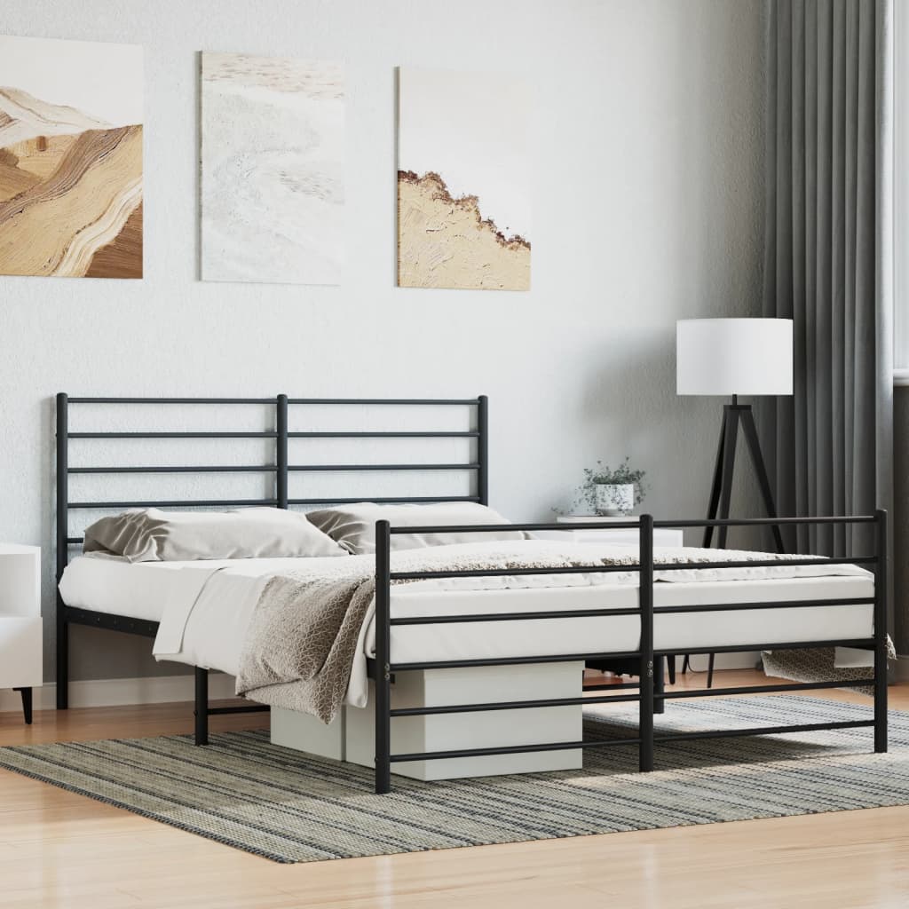 Cadre de lit métal sans matelas avec pied de lit noir 120x190cm - XIOS