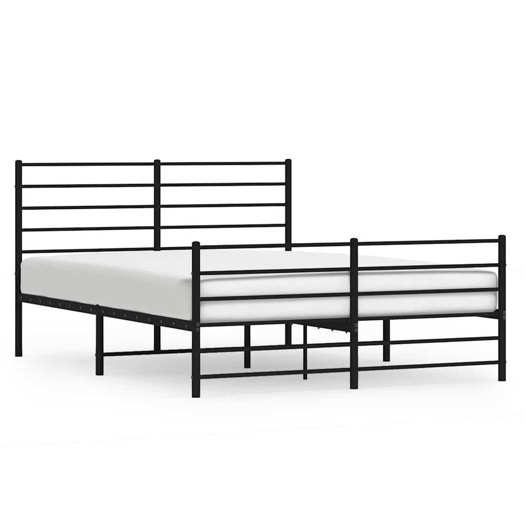 Cadre de lit métal sans matelas avec pied de lit noir 120x200cm - XIOS