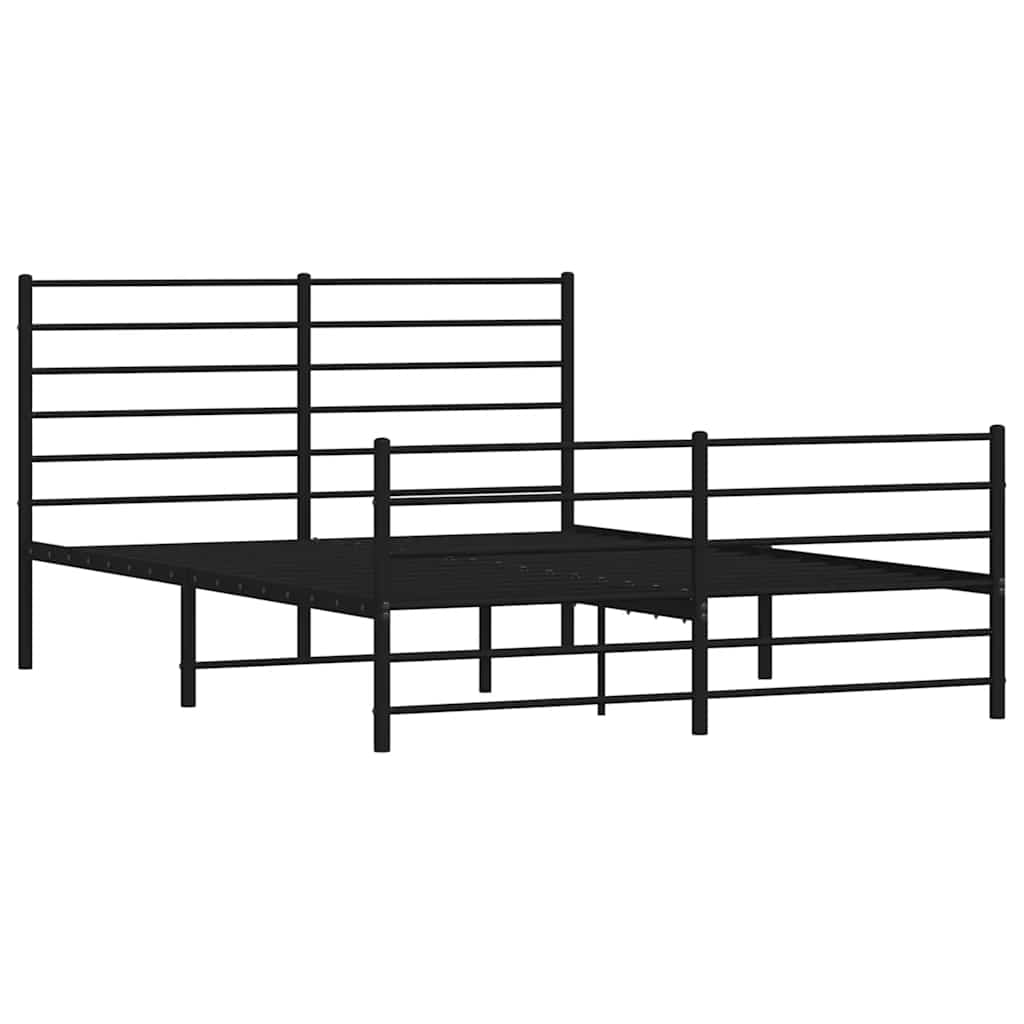 Cadre de lit métal sans matelas avec pied de lit noir 135x190cm - XIOS