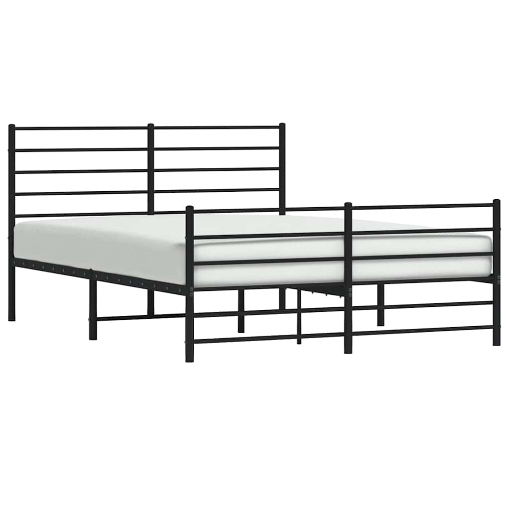 Cadre de lit métal sans matelas avec pied de lit noir 135x190cm - XIOS