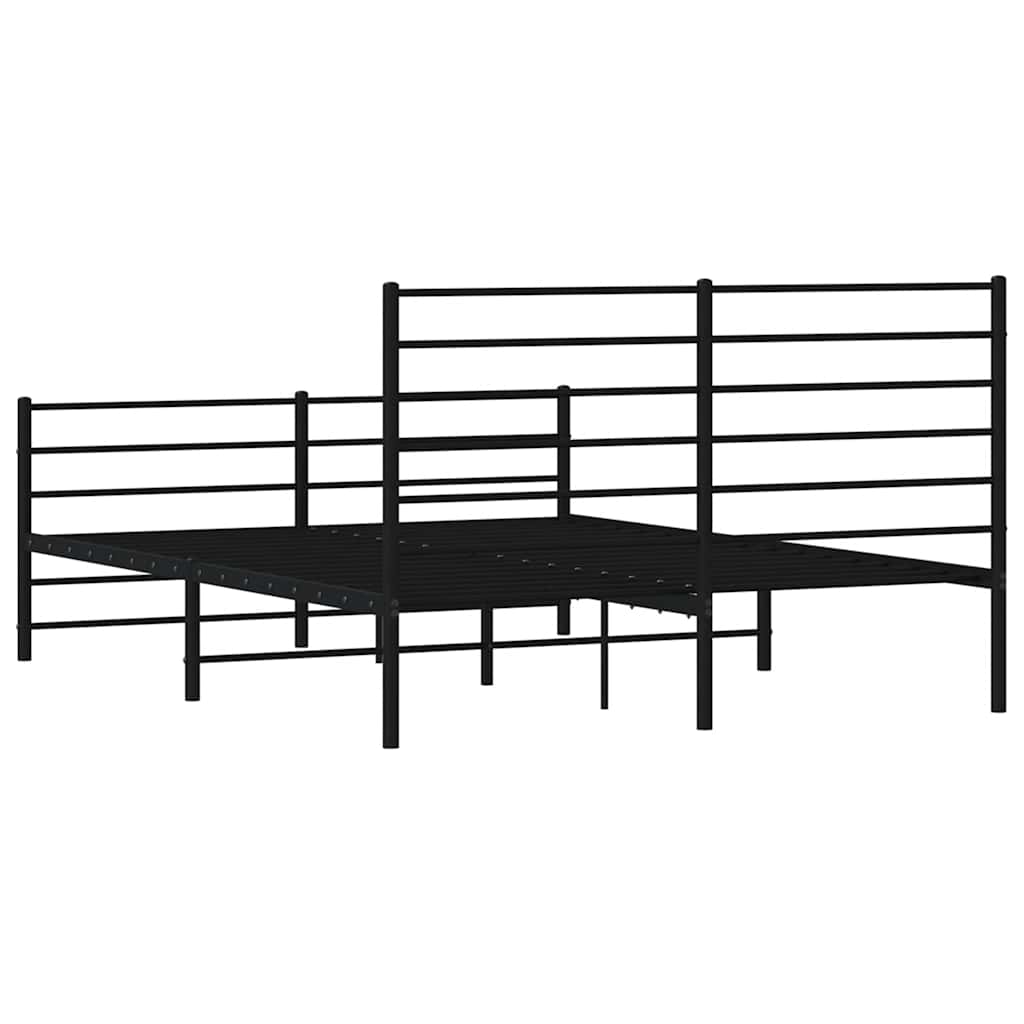 Cadre de lit métal sans matelas avec pied de lit noir 135x190cm - XIOS