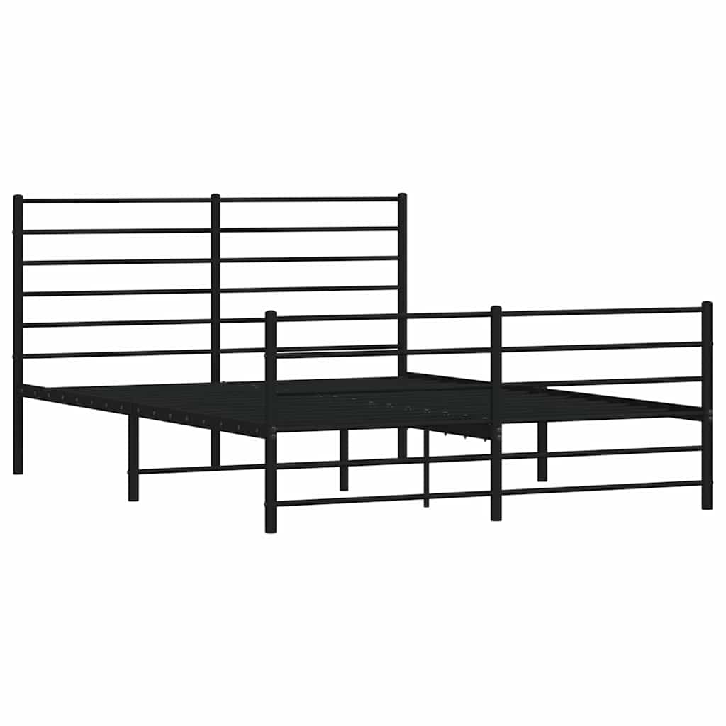 Cadre de lit métal sans matelas avec pied de lit noir 140x200cm - XIOS