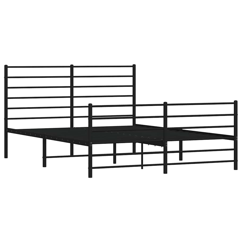 Cadre de lit métal sans matelas avec pied de lit noir 150x200cm - XIOS