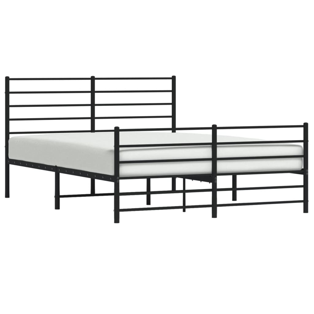 Cadre de lit métal sans matelas avec pied de lit noir 160x200cm - XIOS