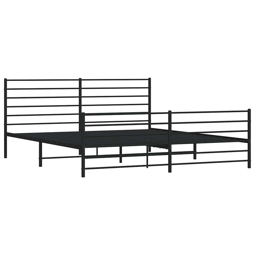 Cadre de lit métal sans matelas avec pied de lit noir 183x213cm - XIOS