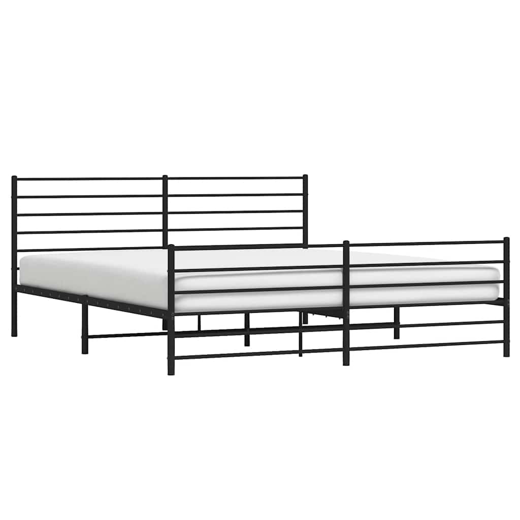 Cadre de lit métal sans matelas avec pied de lit noir 183x213cm - XIOS