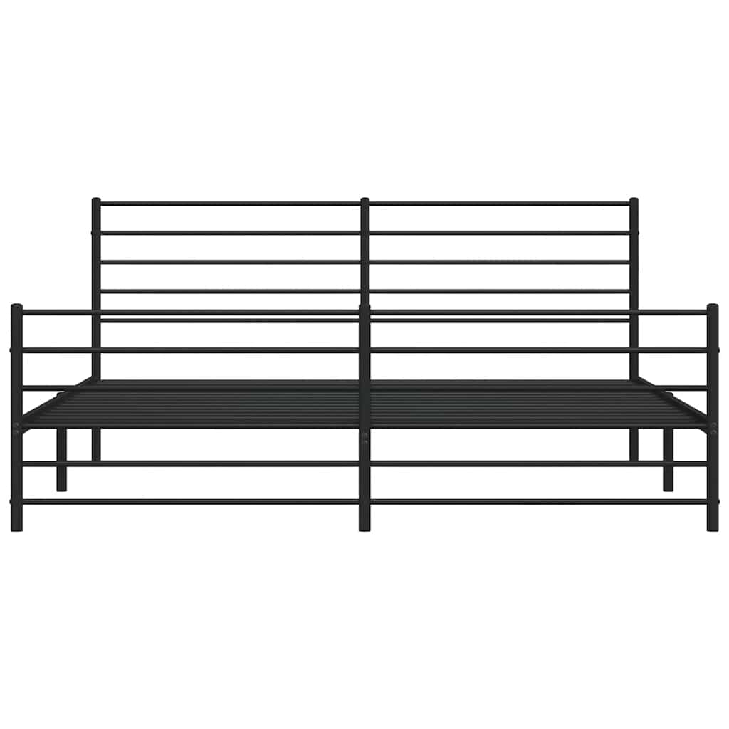 Cadre de lit métal sans matelas avec pied de lit noir 183x213cm - XIOS