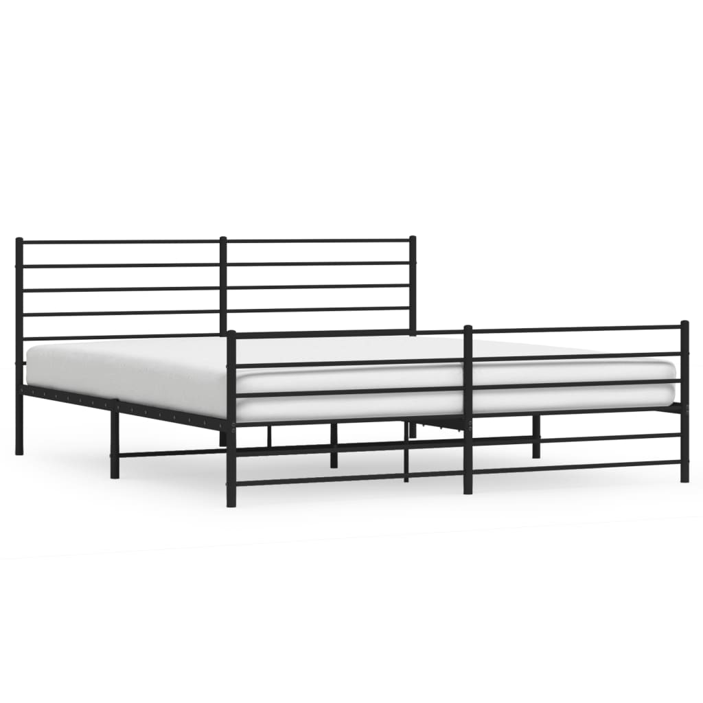 Cadre de lit métal sans matelas avec pied de lit noir 200x200cm - XIOS