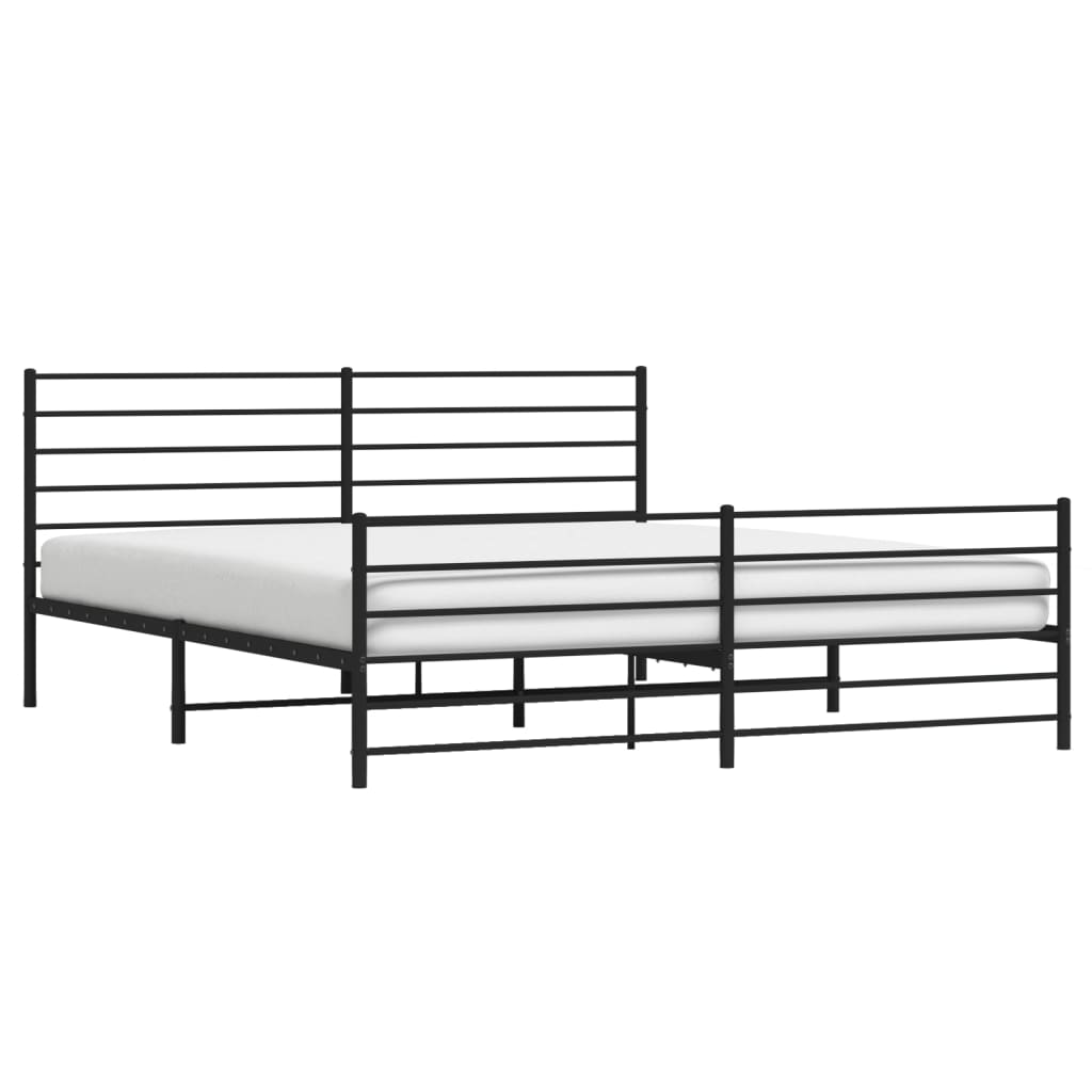 Cadre de lit métal sans matelas avec pied de lit noir 200x200cm - XIOS