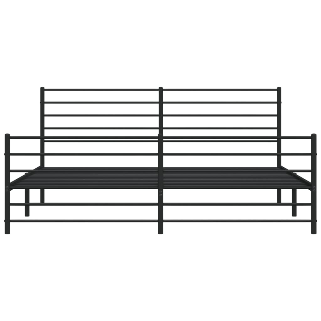 Cadre de lit métal sans matelas avec pied de lit noir 200x200cm - XIOS