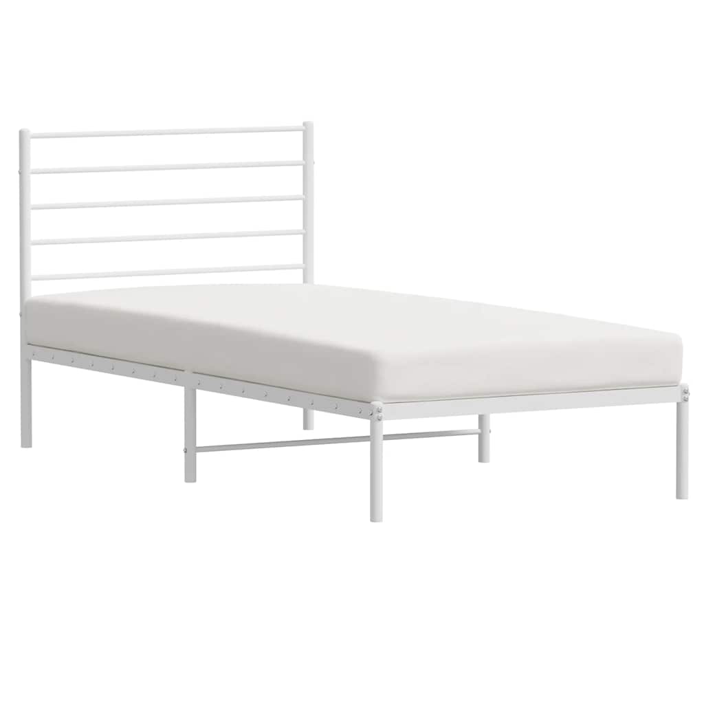 Cadre de lit métal sans matelas avec tête de lit blanc 90x190cm - XIOS
