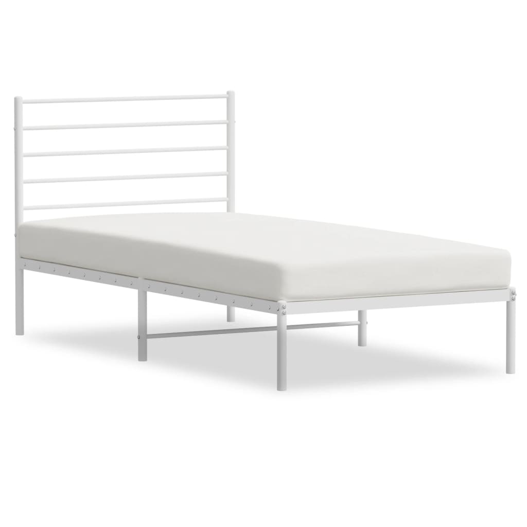 Cadre de lit métal sans matelas avec tête de lit blanc 90x200cm - XIOS