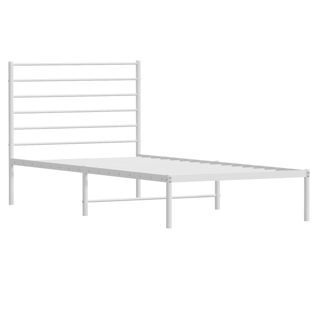 Cadre de lit métal sans matelas avec tête de lit blanc 90x200cm - XIOS