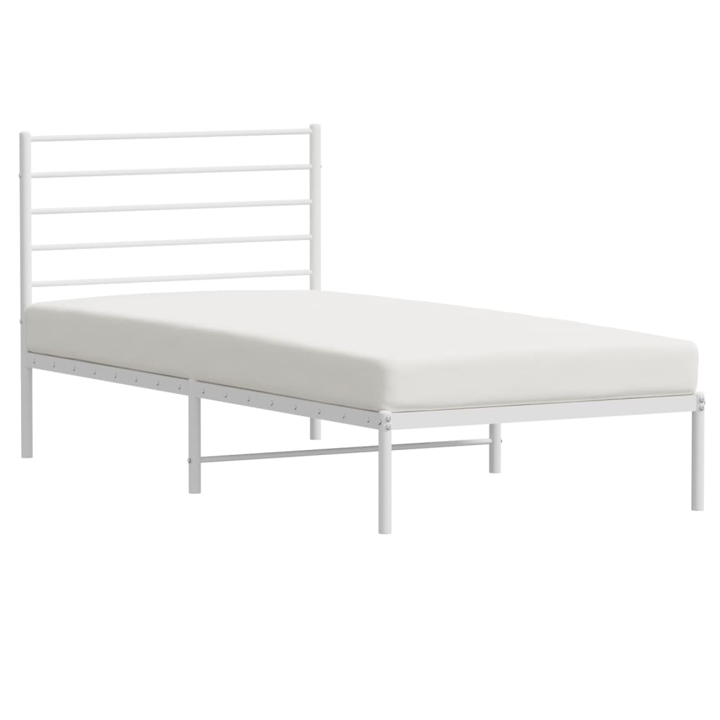 Cadre de lit métal sans matelas avec tête de lit blanc 90x200cm - XIOS