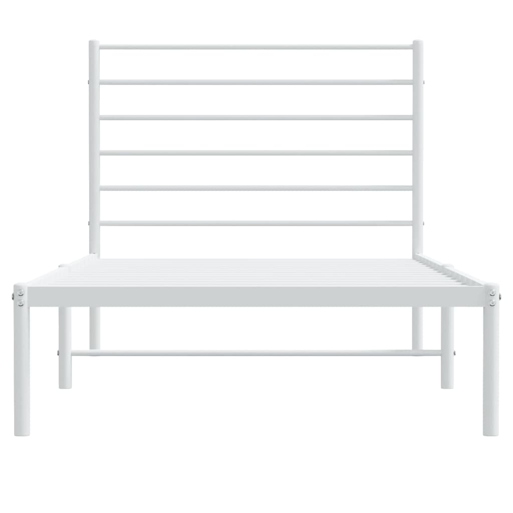 Cadre de lit métal sans matelas avec tête de lit blanc 90x200cm - XIOS