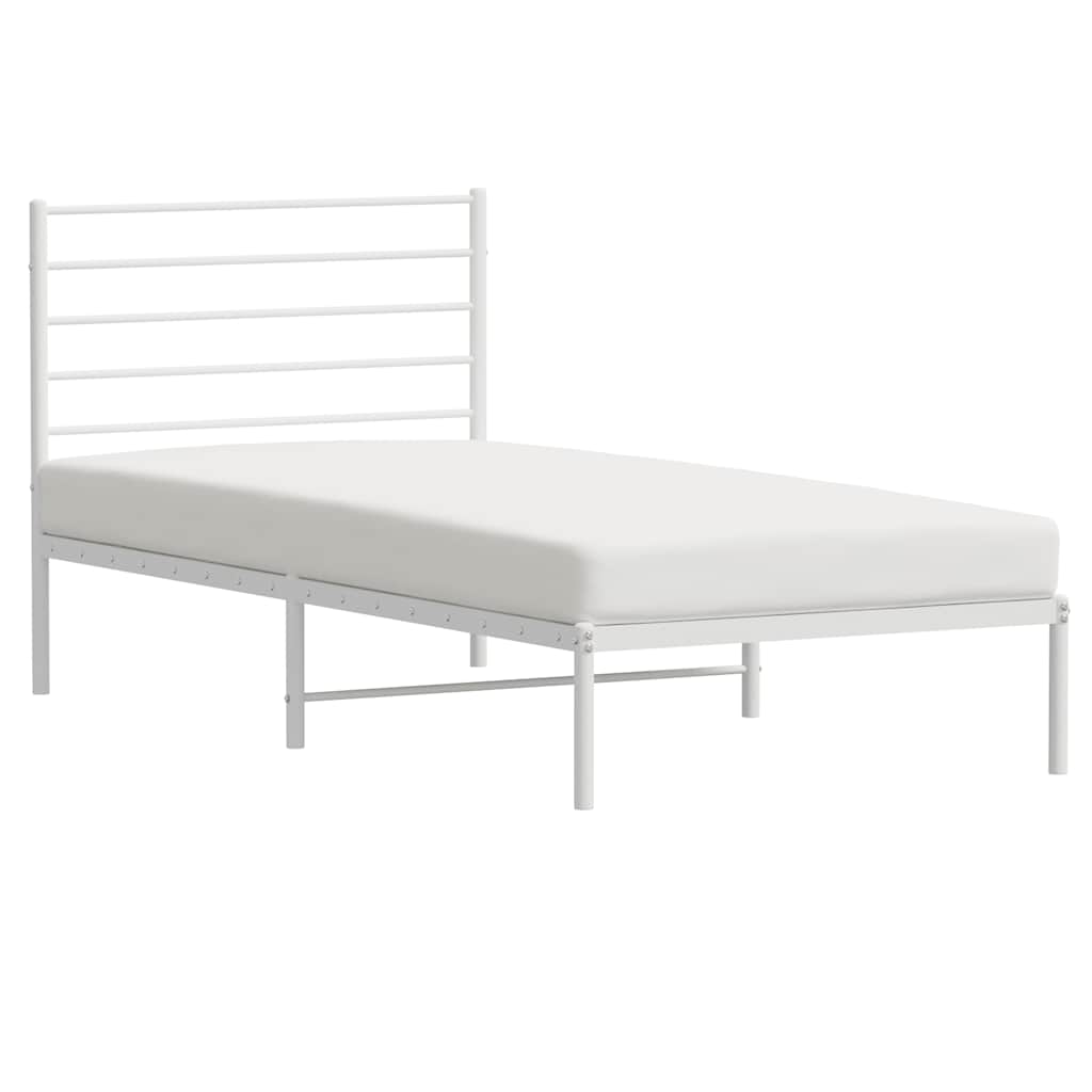 Cadre de lit métal sans matelas et tête de lit blanc 100x200 cm - XIOS