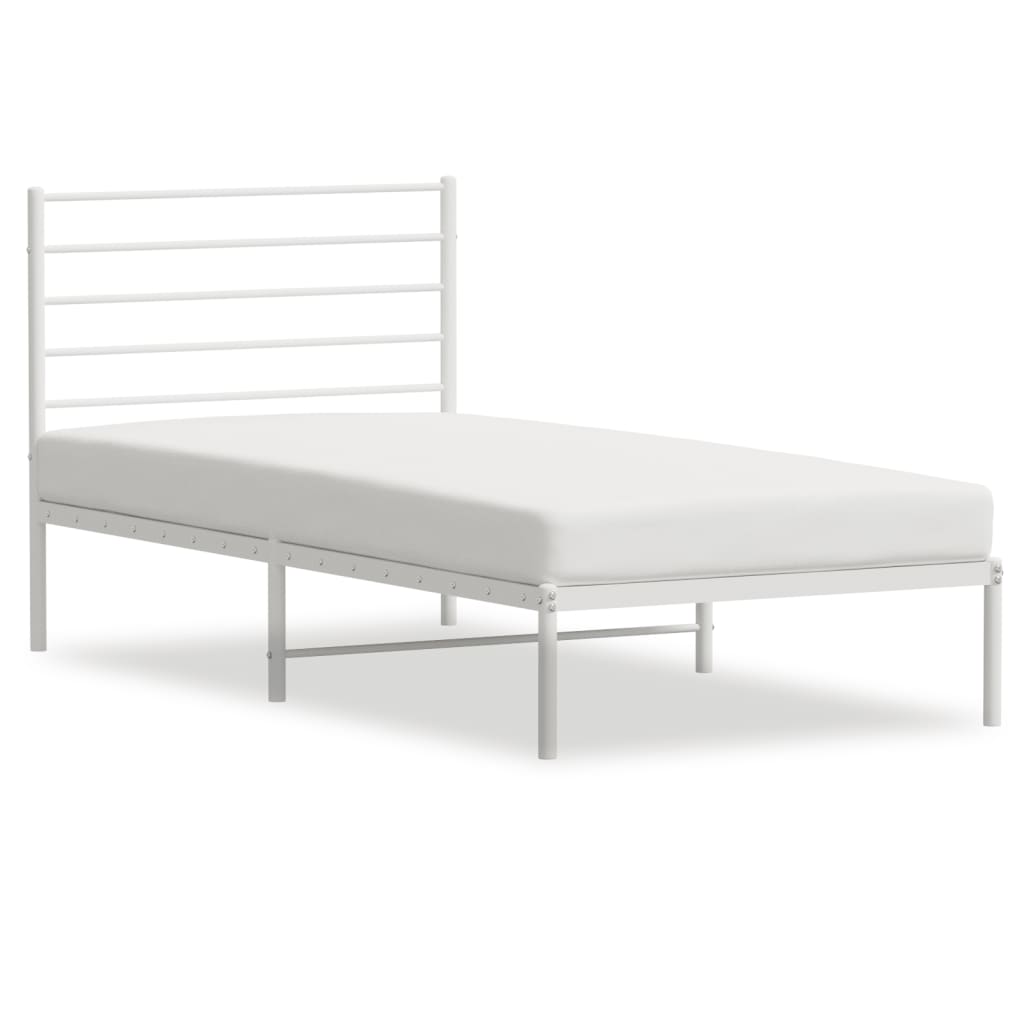 Cadre de lit métal sans matelas et tête de lit blanc 107x203 cm - XIOS