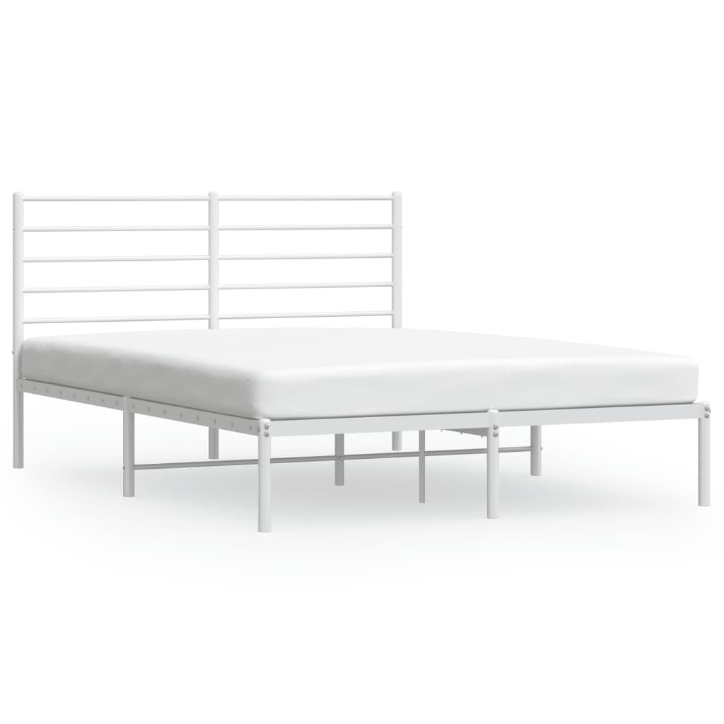 Cadre de lit métal sans matelas et tête de lit blanc 120x190 cm - XIOS