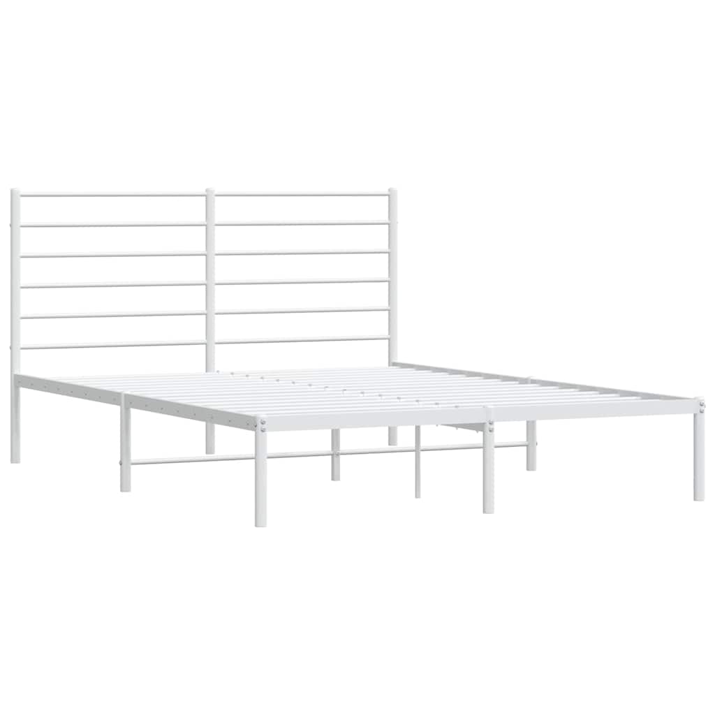 Cadre de lit métal sans matelas et tête de lit blanc 135x190 cm - XIOS