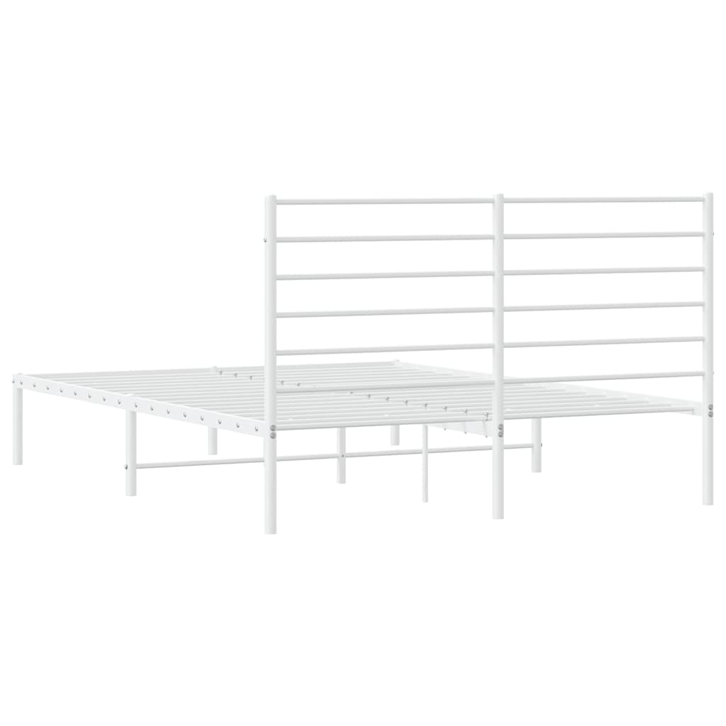 Cadre de lit métal sans matelas et tête de lit blanc 135x190 cm - XIOS