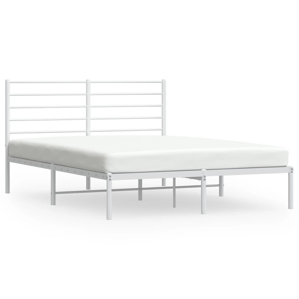 Cadre de lit métal sans matelas et tête de lit blanc 140x200 cm - XIOS