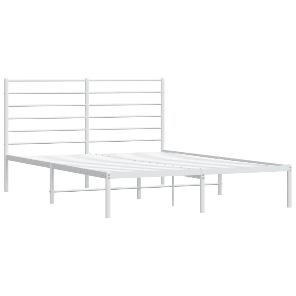 Cadre de lit métal sans matelas et tête de lit blanc 140x200 cm - XIOS