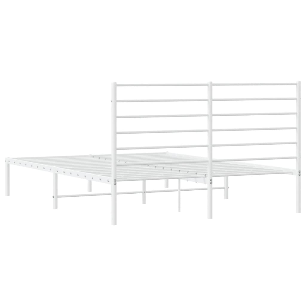Cadre de lit métal sans matelas et tête de lit blanc 140x200 cm - XIOS