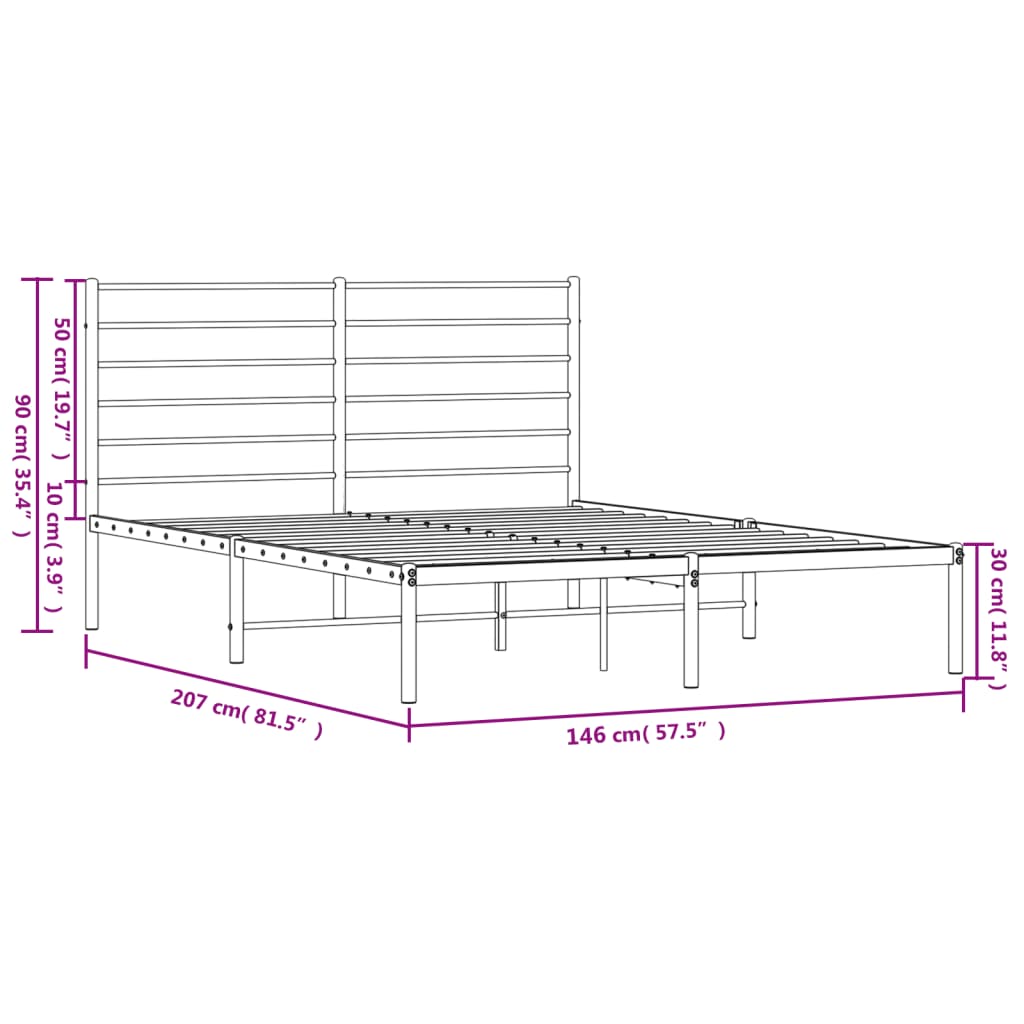 Cadre de lit métal sans matelas et tête de lit blanc 140x200 cm - XIOS