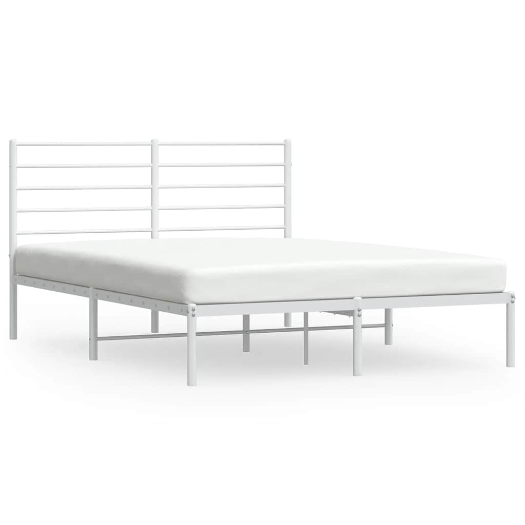 Cadre de lit métal sans matelas et tête de lit blanc 150x200 cm - XIOS