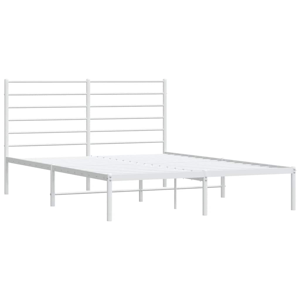 Cadre de lit métal sans matelas et tête de lit blanc 150x200 cm - XIOS