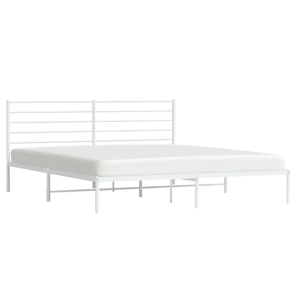 Cadre de lit métal sans matelas et tête de lit blanc 180x200 cm - XIOS