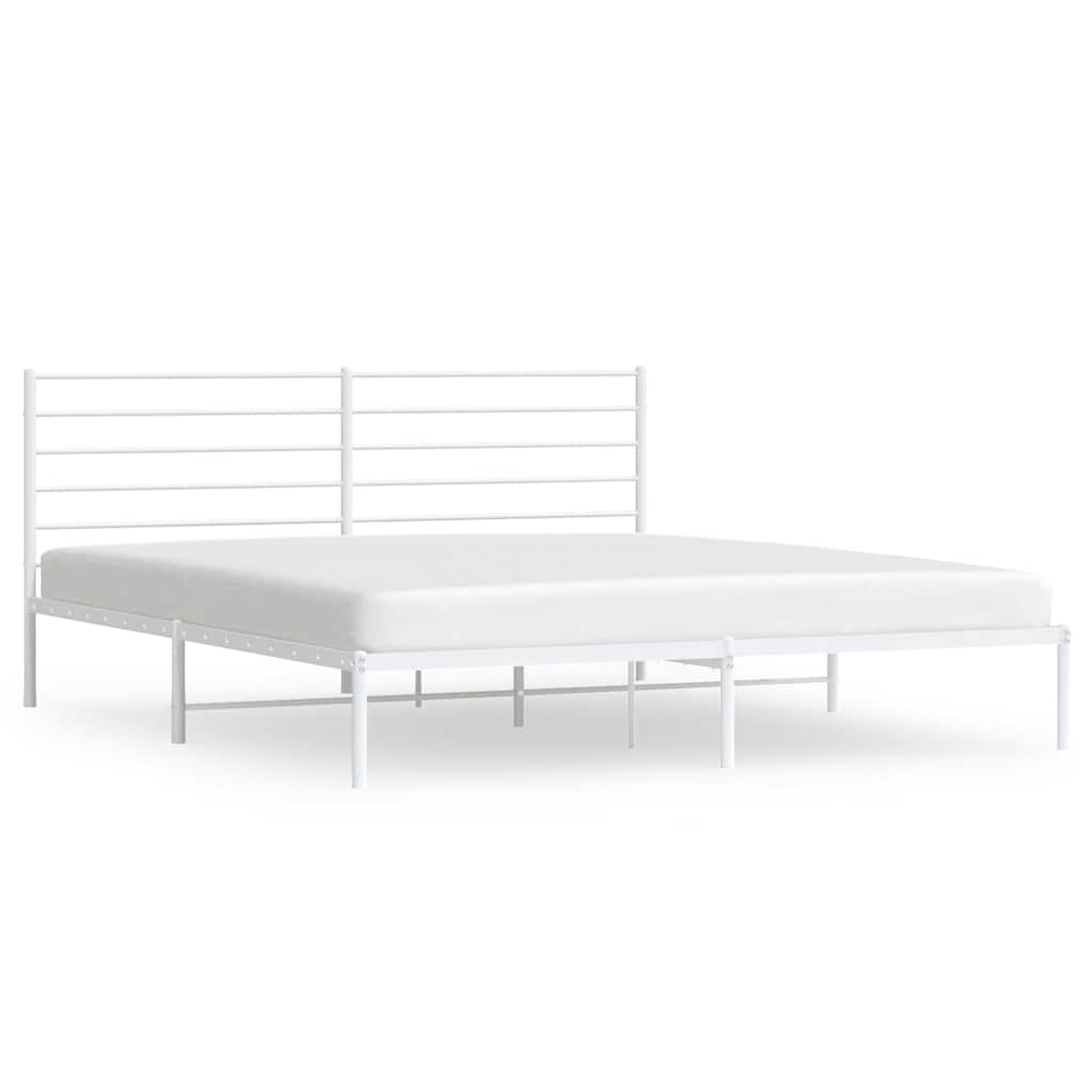 Cadre de lit métal sans matelas et tête de lit blanc 183x213 cm - XIOS