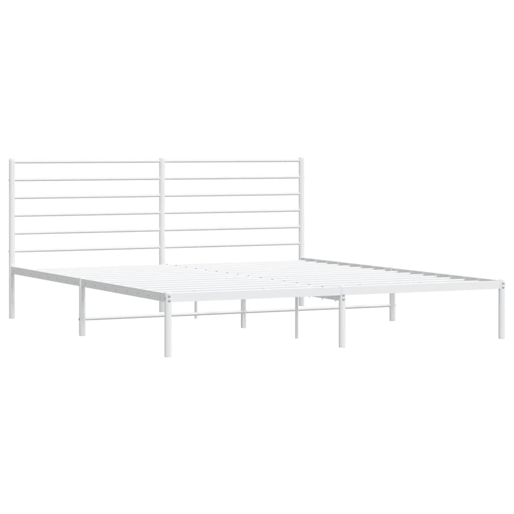 Cadre de lit métal sans matelas et tête de lit blanc 183x213 cm - XIOS