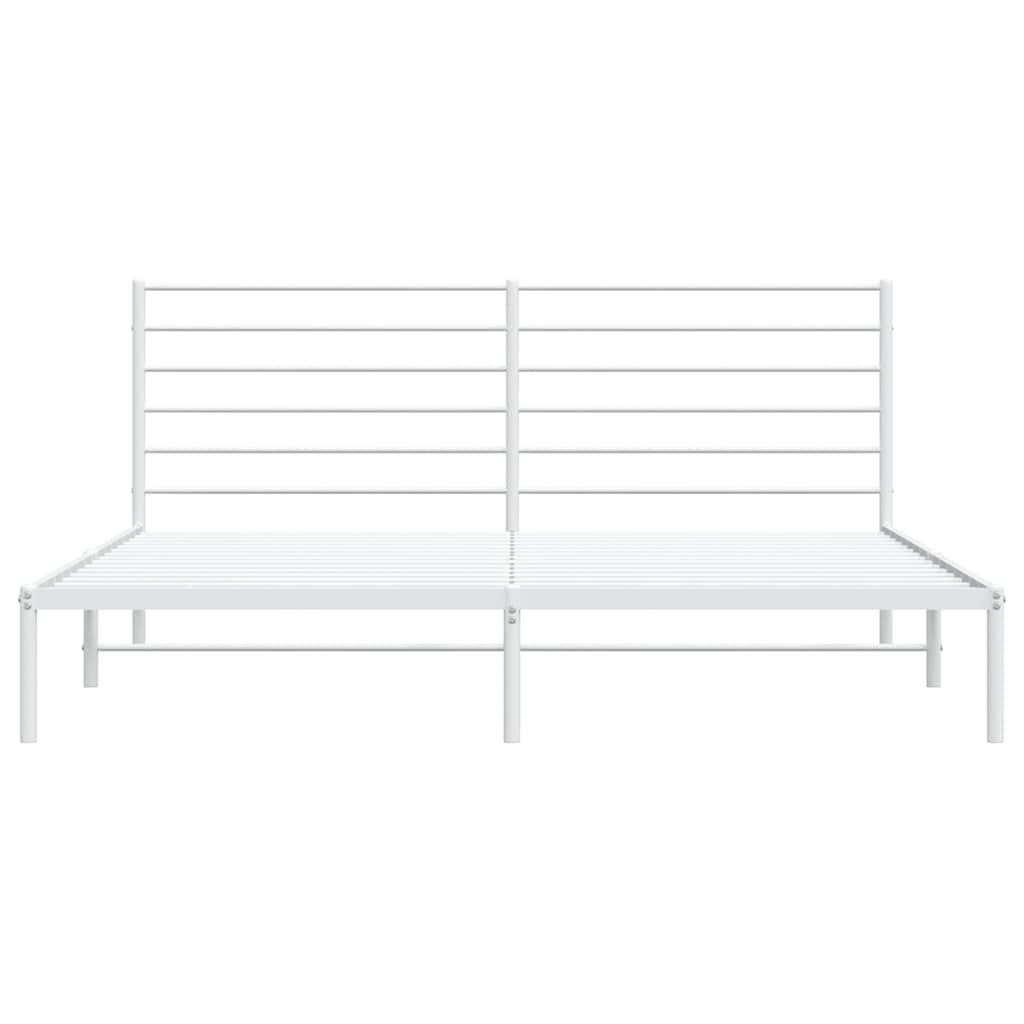 Cadre de lit métal sans matelas et tête de lit blanc 193x203 cm - XIOS