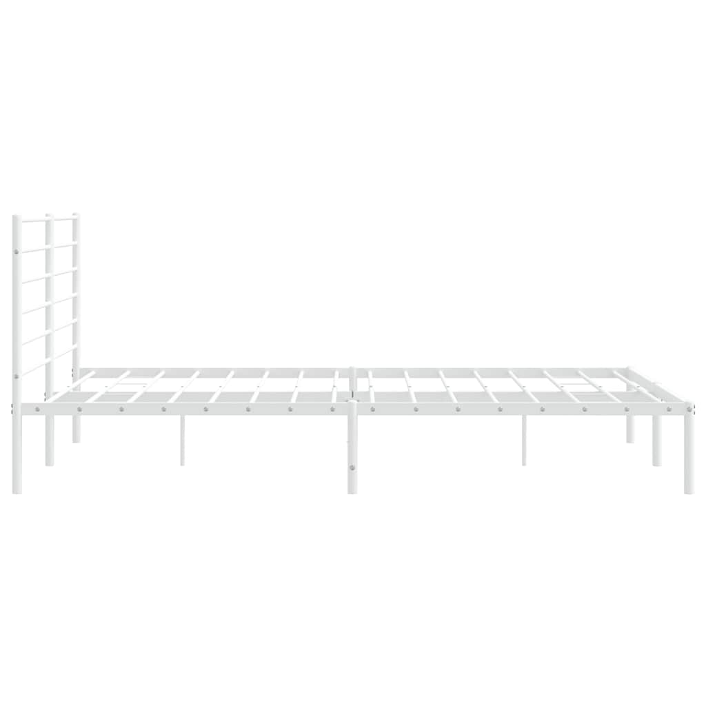 Cadre de lit métal sans matelas et tête de lit blanc 193x203 cm - XIOS