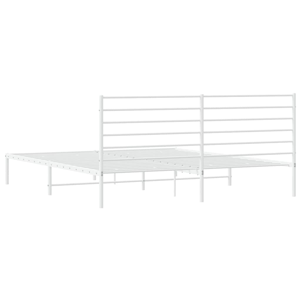 Cadre de lit métal sans matelas et tête de lit blanc 193x203 cm - XIOS