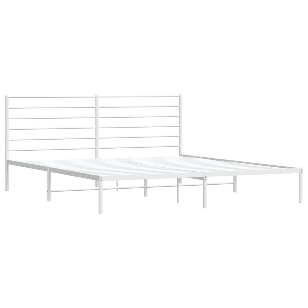 Cadre de lit métal sans matelas et tête de lit blanc 200x200 cm - XIOS