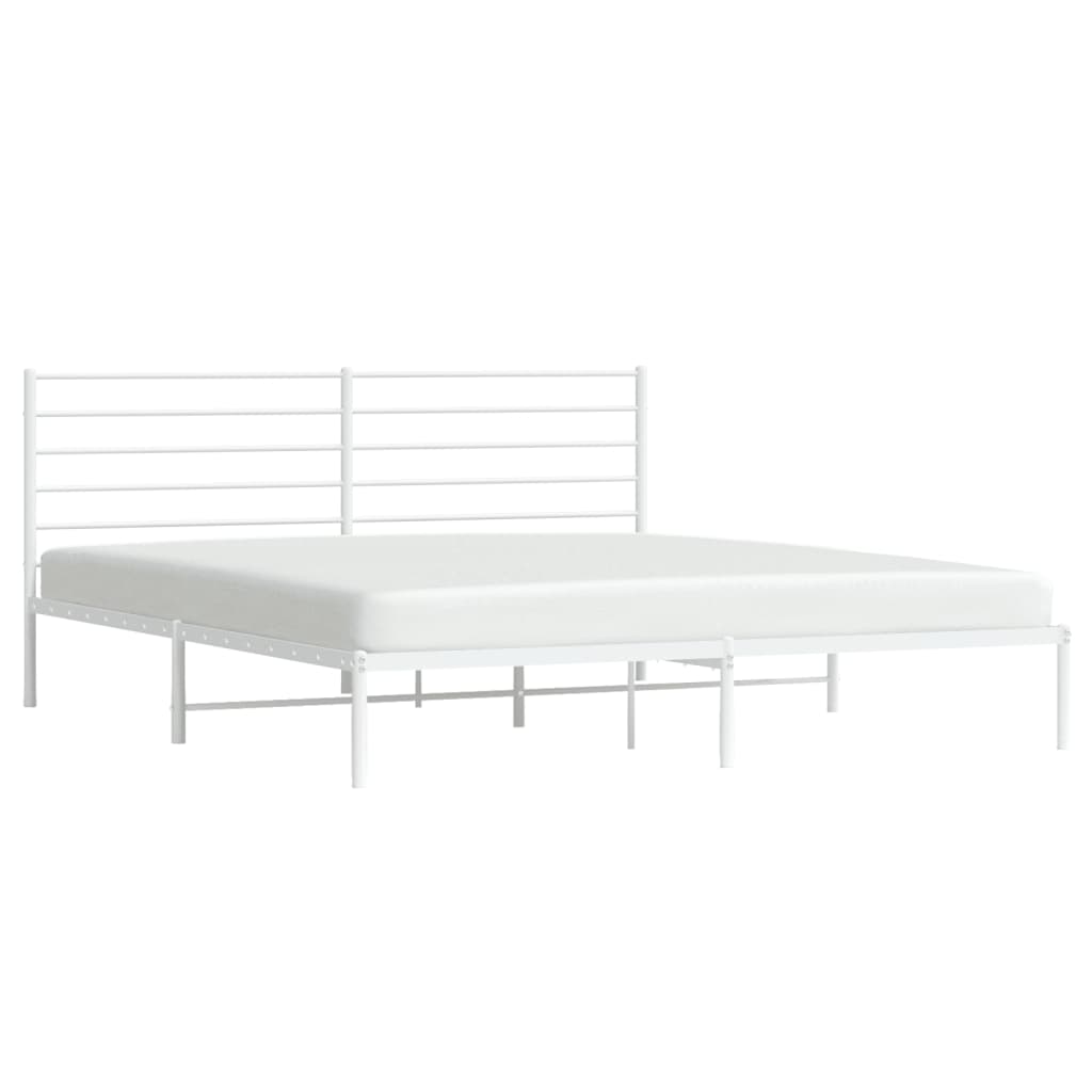 Cadre de lit métal sans matelas et tête de lit blanc 200x200 cm - XIOS