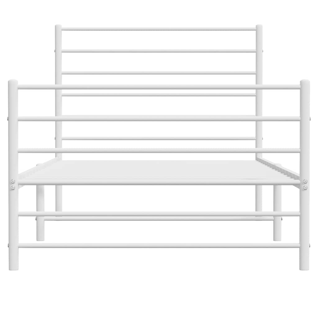 Cadre de lit métal sans matelas et pied de lit blanc 100x190 cm - XIOS