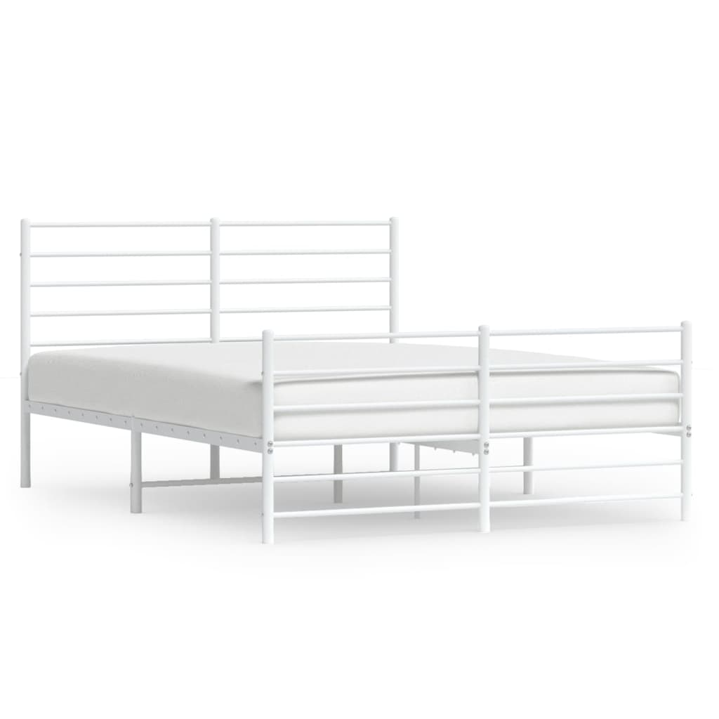 Cadre de lit métal sans matelas et pied de lit blanc 120x190 cm - XIOS