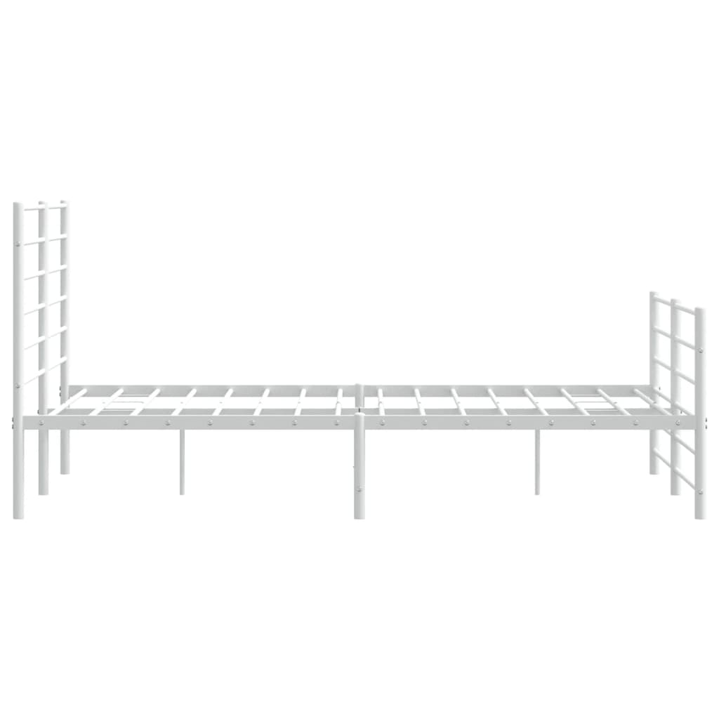 Cadre de lit métal sans matelas et pied de lit blanc 120x190 cm - XIOS