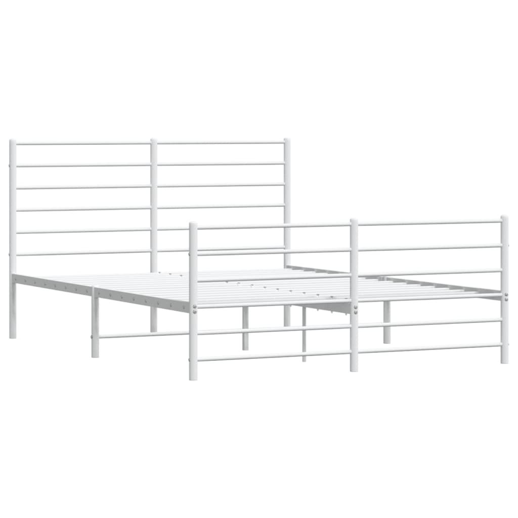 Cadre de lit métal sans matelas et pied de lit blanc 120x200 cm - XIOS