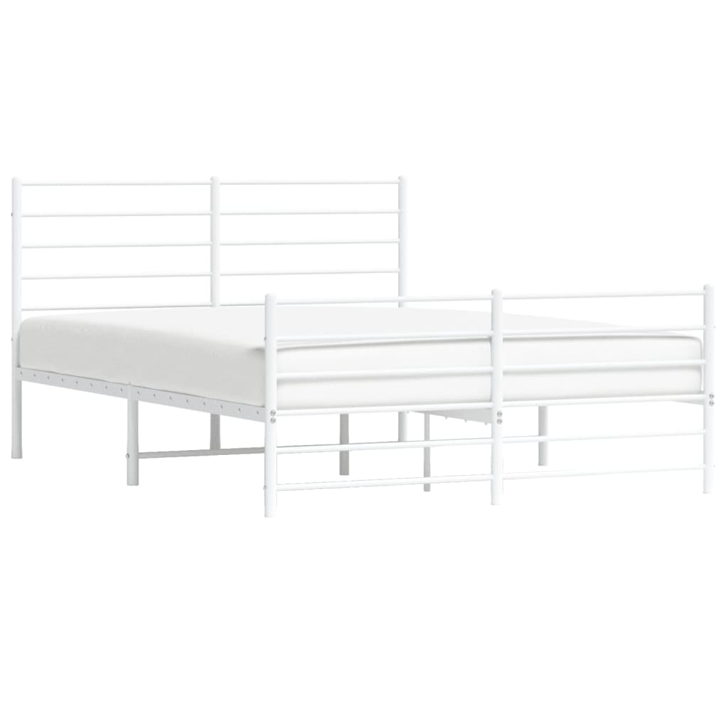 Cadre de lit métal sans matelas et pied de lit blanc 120x200 cm - XIOS
