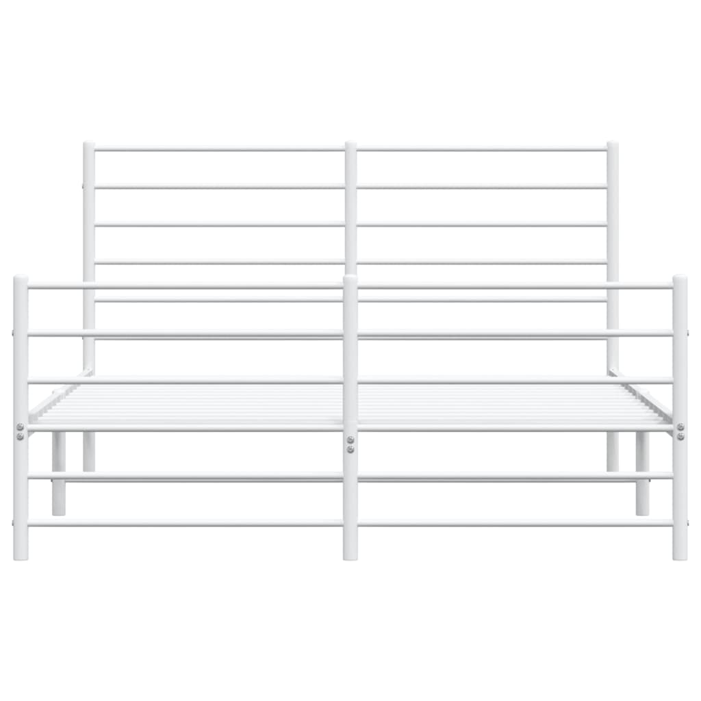 Cadre de lit métal sans matelas et pied de lit blanc 120x200 cm - XIOS