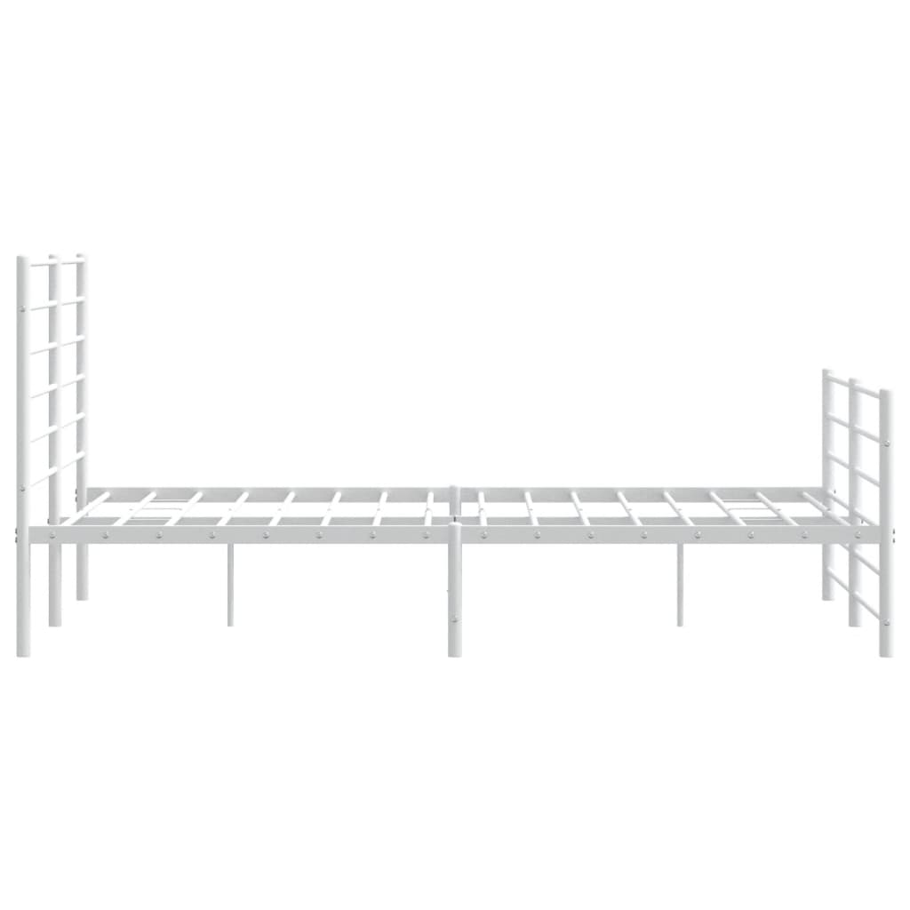 Cadre de lit métal sans matelas et pied de lit blanc 120x200 cm - XIOS