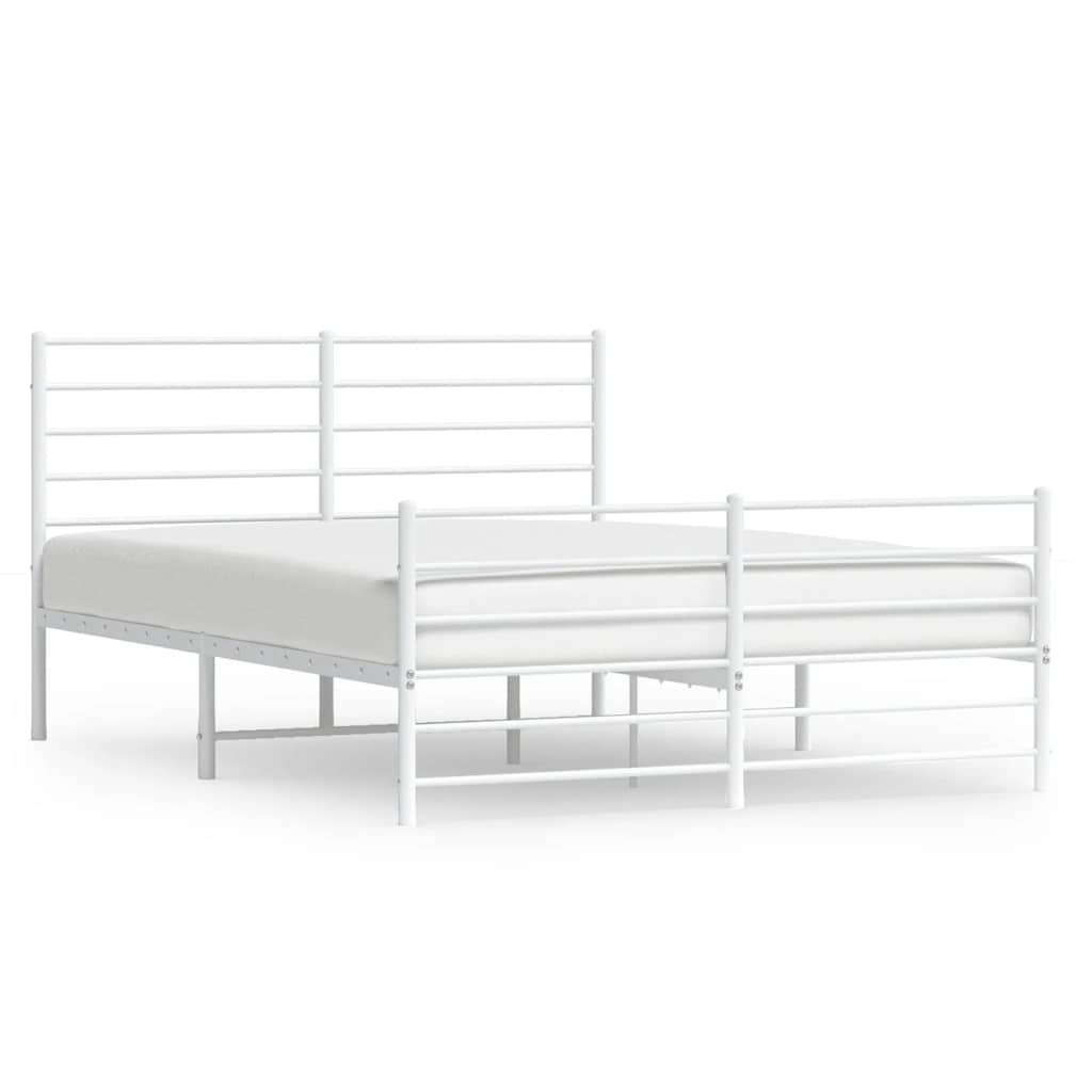 Cadre de lit métal sans matelas et pied de lit blanc 135x190 cm - XIOS