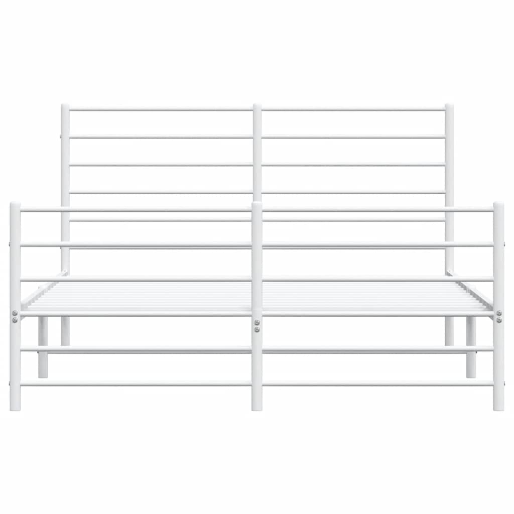 Cadre de lit métal sans matelas et pied de lit blanc 135x190 cm - XIOS
