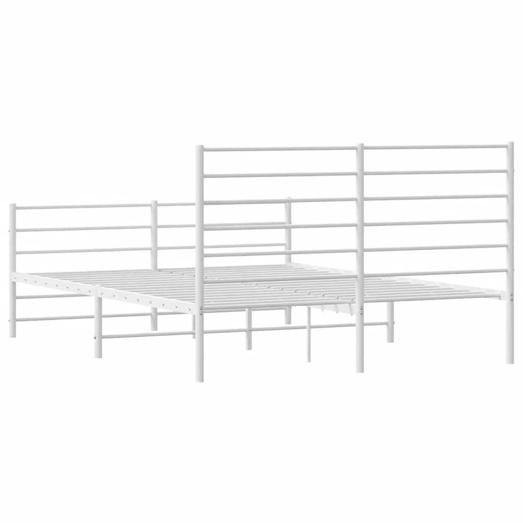 Cadre de lit métal sans matelas et pied de lit blanc 135x190 cm - XIOS
