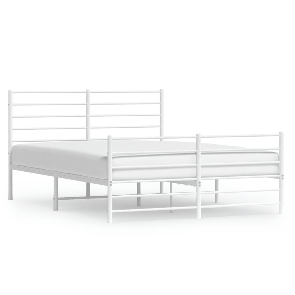 Cadre de lit métal sans matelas et pied de lit blanc 140x190 cm - XIOS